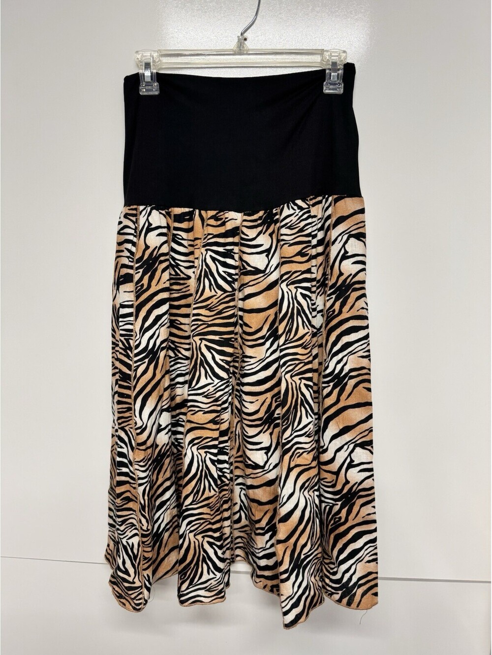 Y2K Tiger Stripe Maxi Skirt by Carole Little Size XL Vintage BOHO Animal Print